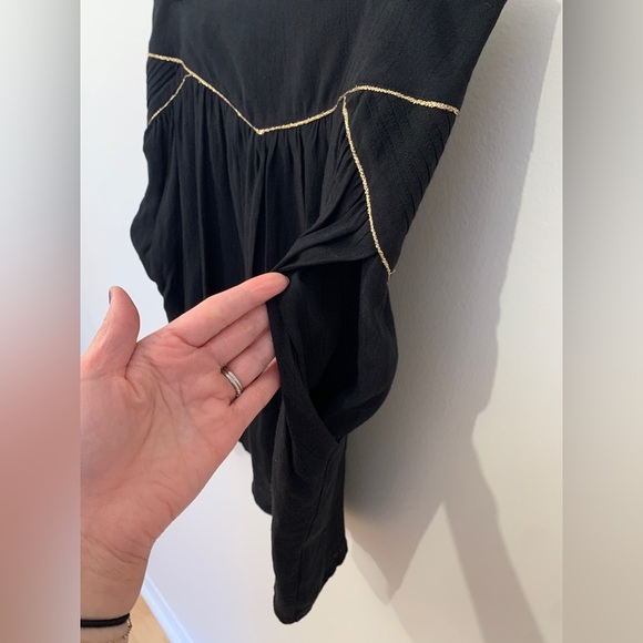 Sandro Pleated Draped Gold Trimmed Lined Mini Skirt with Pockets - Picture 3 of 9